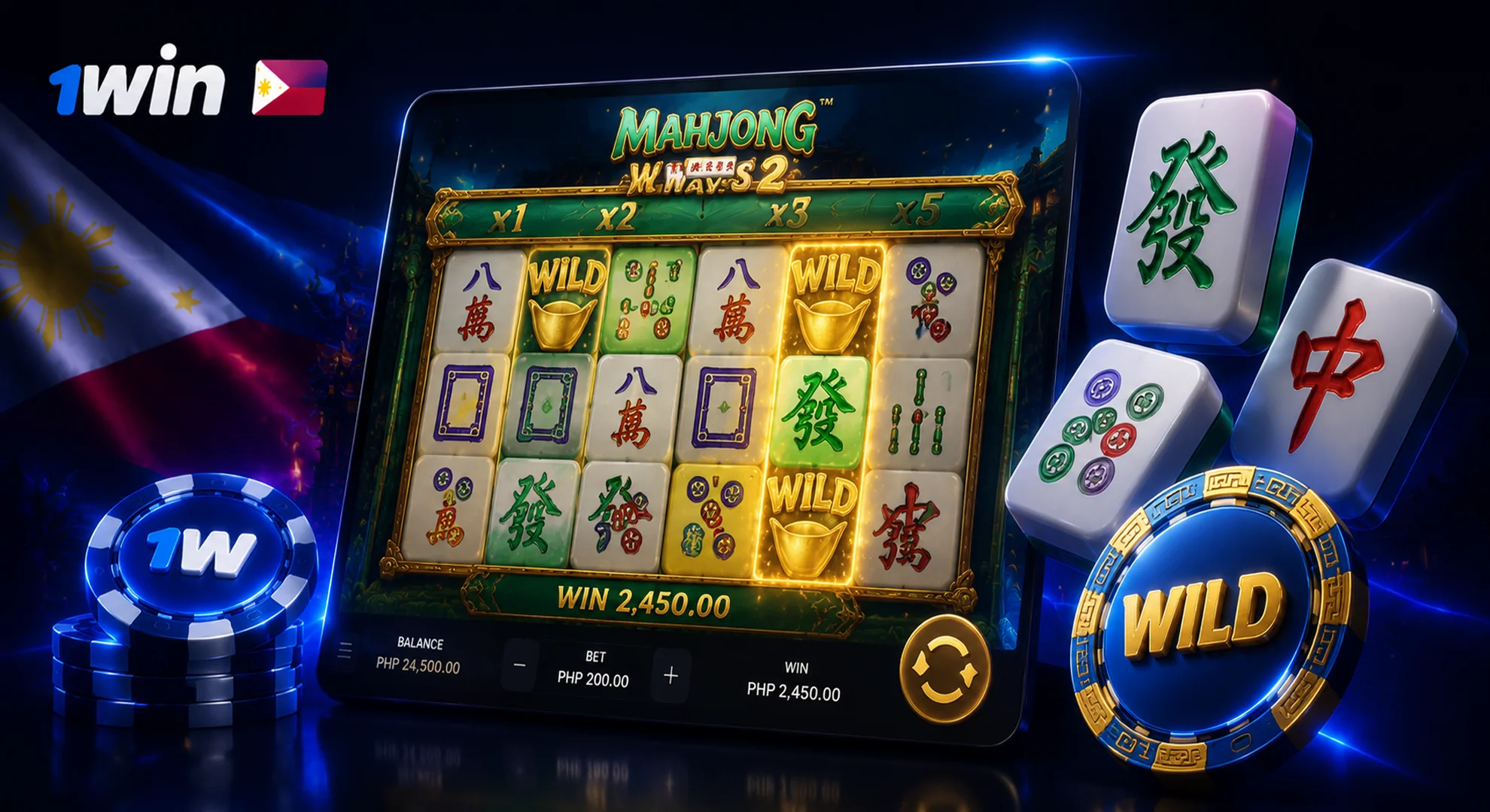 Mahjong Ways 2 online slot gameplay and free spins at 1win PH
