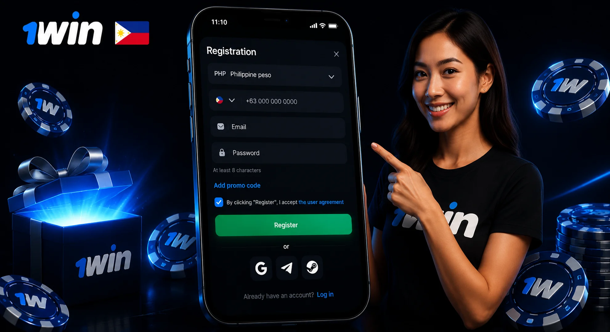Official 1win registration in the Philippines with welcome bonus in PHP