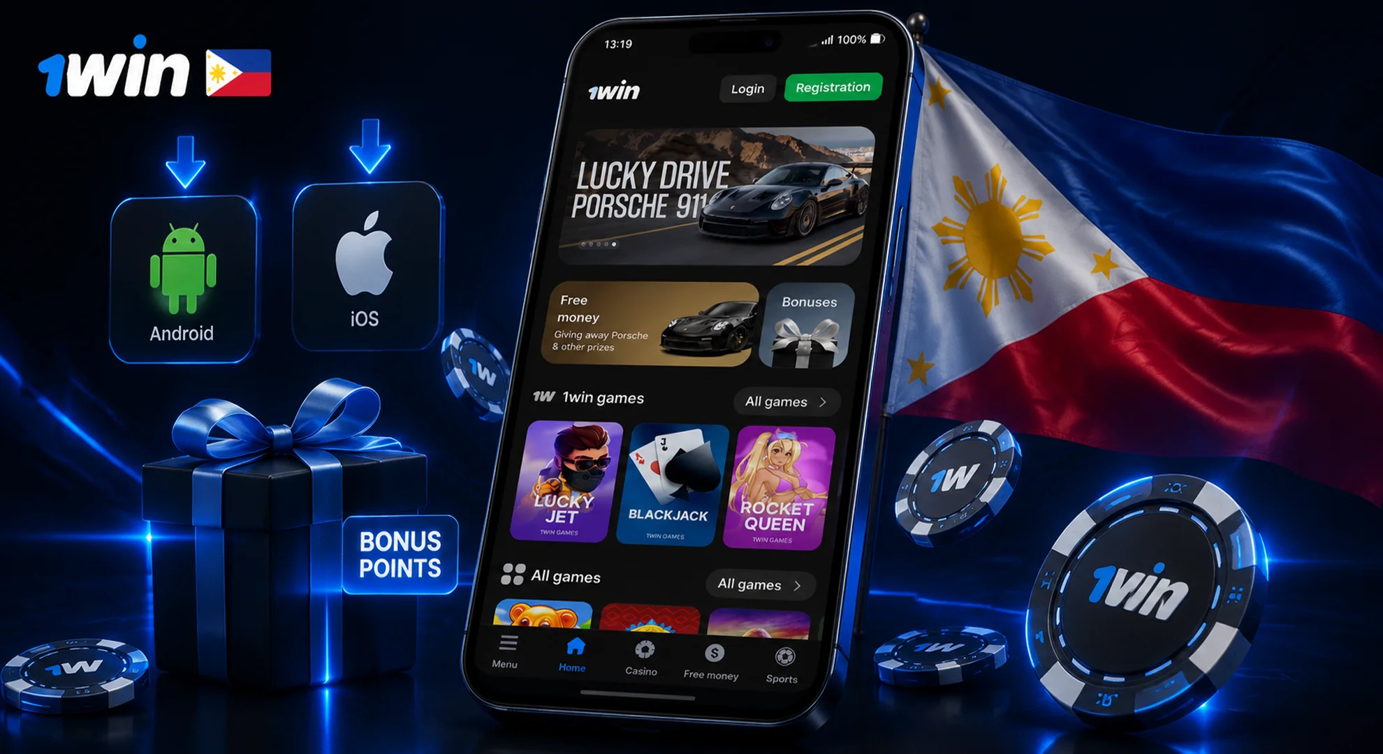 Download mobile app for Android and iOS to get bonus points
