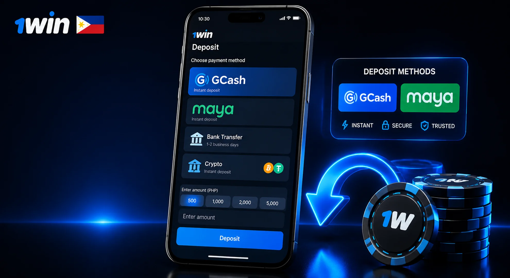 How to activate your first deposit after registration on 1win Philippines using GCash and Maya