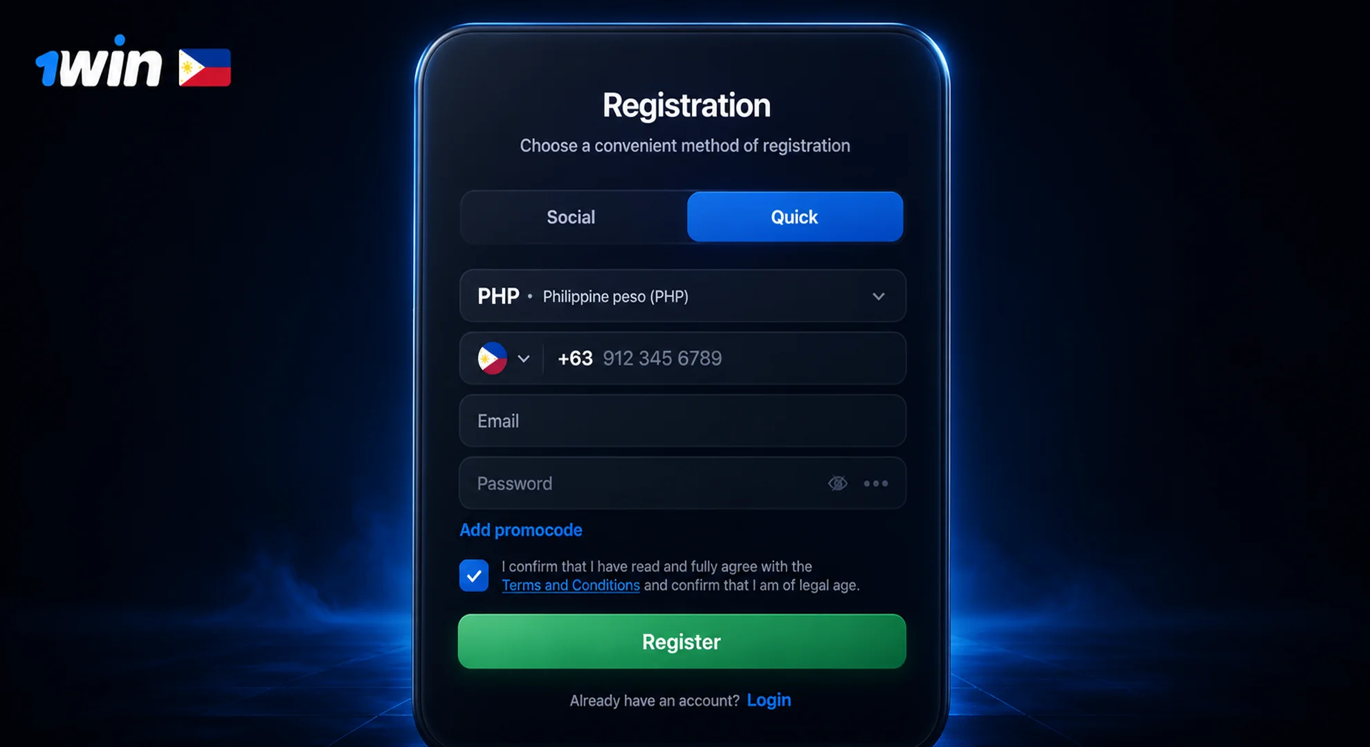 Providing phone number and email for 1win online registration in Philippines